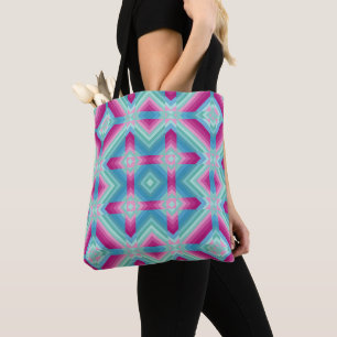 Bolso De Tela Abstracción formas geométricas azul turquesa e