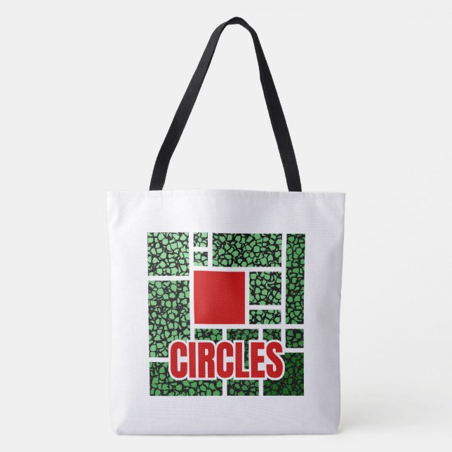 Bolso De Tela Abstracción manchada verde con acentos rojos (Anverso)