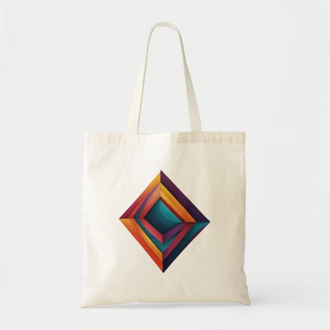 Bolso De Tela Abstract 3D Geometric Diamond Gradient Art (Frente)