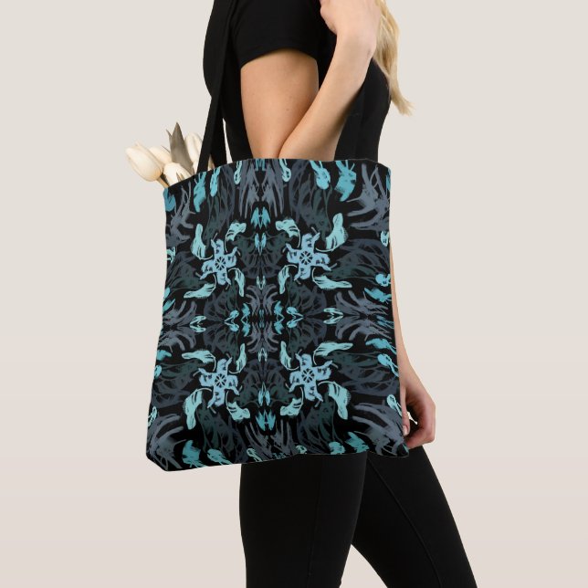 Bolso De Tela Abstract Aquatic Shaded Repeating Pattern Swirls (Detalle)