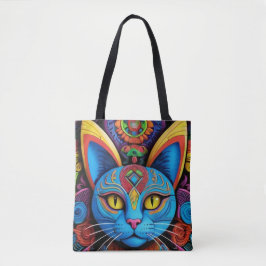 Bolso De Tela Abstract Cat With Yellow Eyes