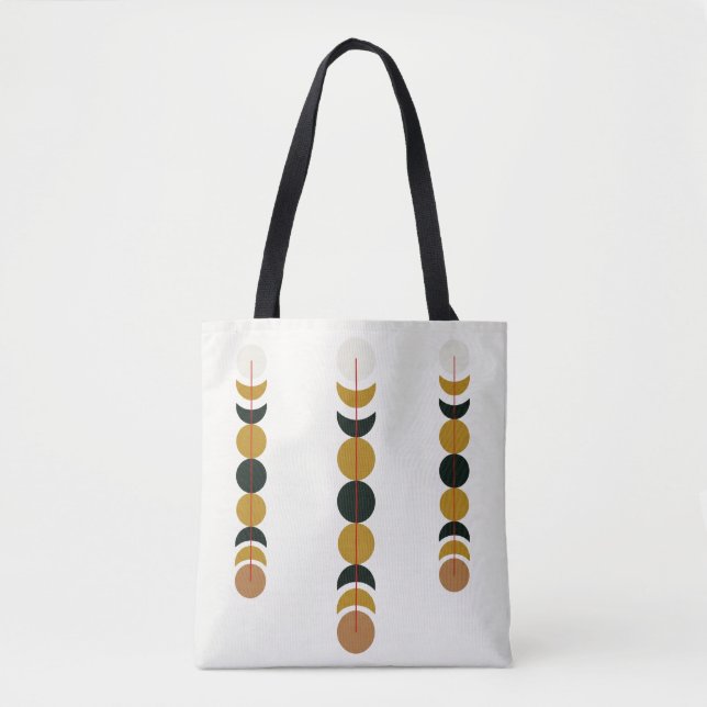 Bolso De Tela Abstract Eclipse Moon Phases Poster | Minimal Mono (Anverso)