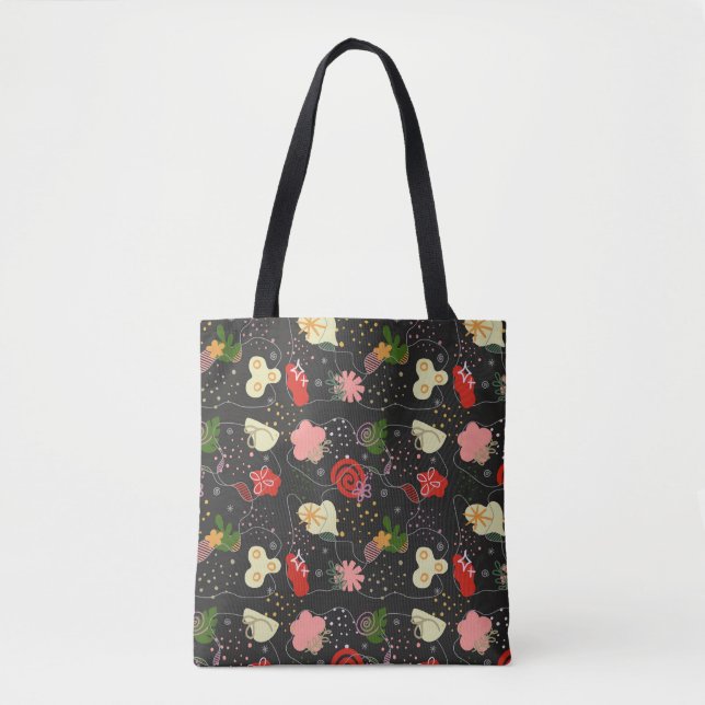 Bolso De Tela Abstract Floral Doodle Tote (Anverso)