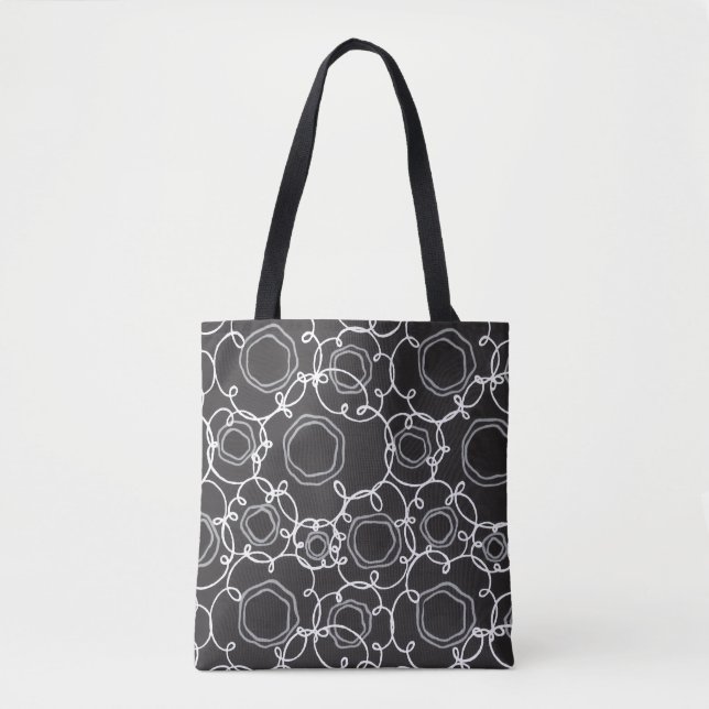 Bolso De Tela Abstract Floral Matrix (Charcoal) Fine Art (Anverso)