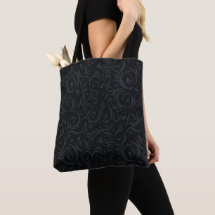 Bolso De Tela Abstract Floral on Black Background