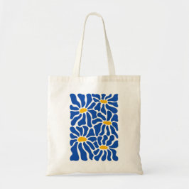 Bolso De Tela Abstract Floral Tote Bag | Blue Retro Art