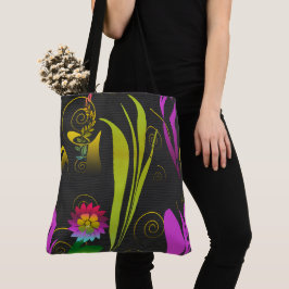 Bolso De Tela Abstract Floral with Spirals 1