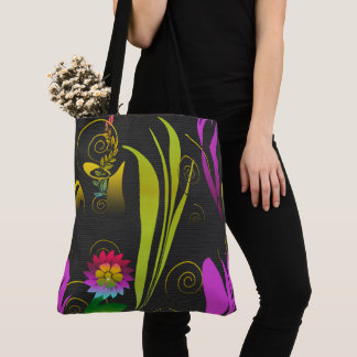 Bolso De Tela Abstract Floral with Spirals 1