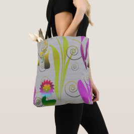 Bolso De Tela Abstract Floral with Spirals 2