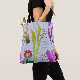 Bolso De Tela Abstract Floral with Spirals 3