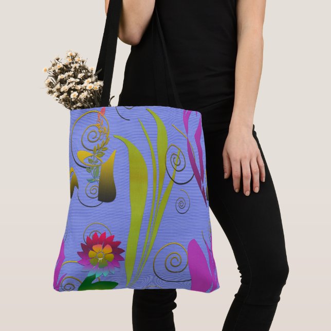Bolso De Tela Abstract Floral with Spirals 5 (Detalle)