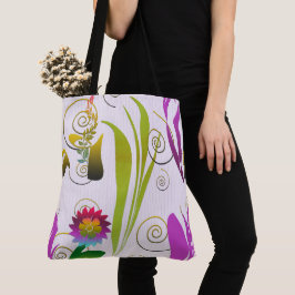 Bolso De Tela Abstract Floral with Spirals 6