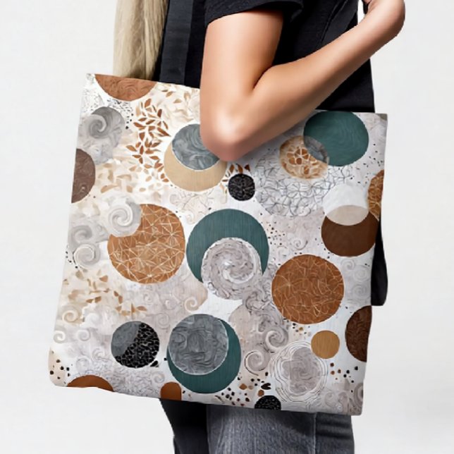 Bolso De Tela Abstract Geometric Circle Pattern Neutral Boho 384 (Subido por el creador)