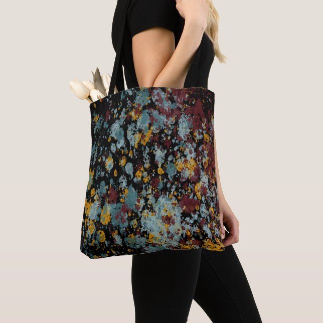 Bolso De Tela Abstract Graffiti Splatter Painting Art On Black  (Detalle)