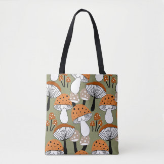 Bolso De Tela Abstract Hand Drawing Colorful Mushrooms Repeating