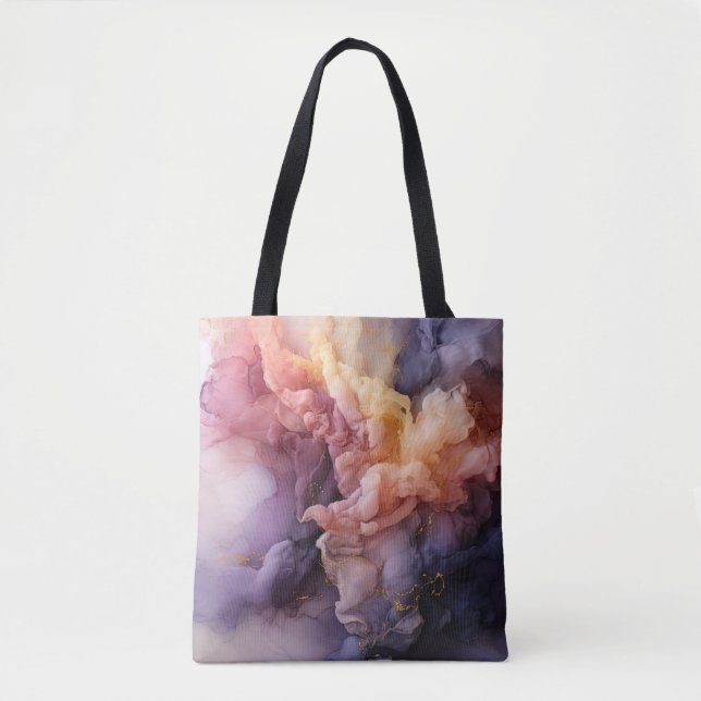 Bolso De Tela Abstract Lavender Floral Cloud Ink Landscape (Anverso)