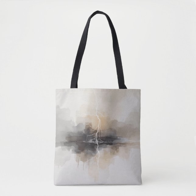 Bolso De Tela Abstract Lightning in Neutrals Print (Anverso)