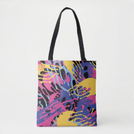 Bolso De Tela Abstract Paint Splashes Yellow Blue Pink Modern.
