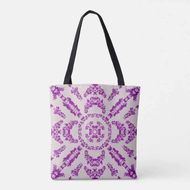 Bolso De Tela Abstract Purple Orchid Flower Design Pattern Art (Reverso)