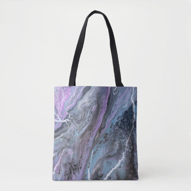 Bolso De Tela Abstract Purple & Teal Flow (Anverso)