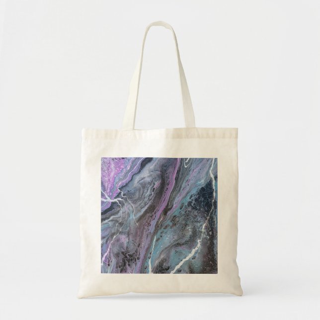 Bolso De Tela Abstract Purple & Teal Flow (Frente)