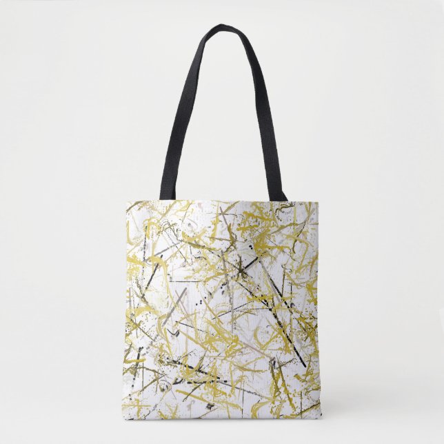 Bolso De Tela Abstract Scribbles - Mustard and Brown (Anverso)