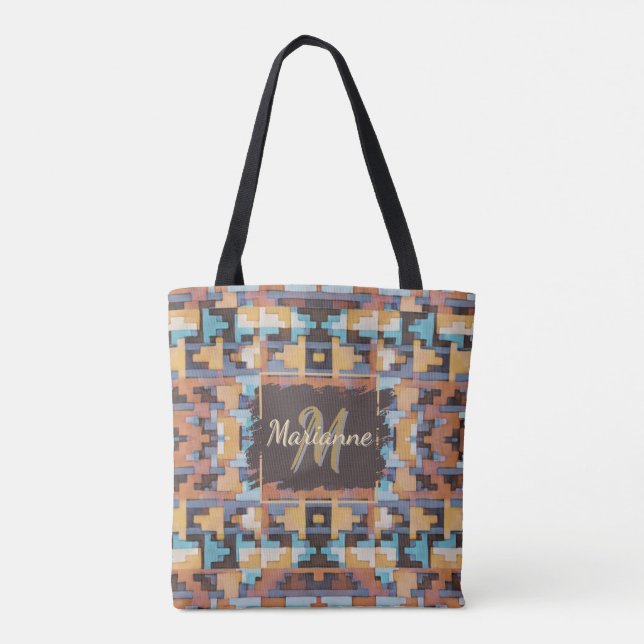 Bolso De Tela Abstract Southwest Inspired Earth Tones (Reverso)