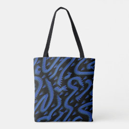 Bolso De Tela Abstract Spiny Crest Spiked In Blue Colors Pattern