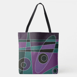 Bolso De Tela Abstract Surfing Verde azulada Purple