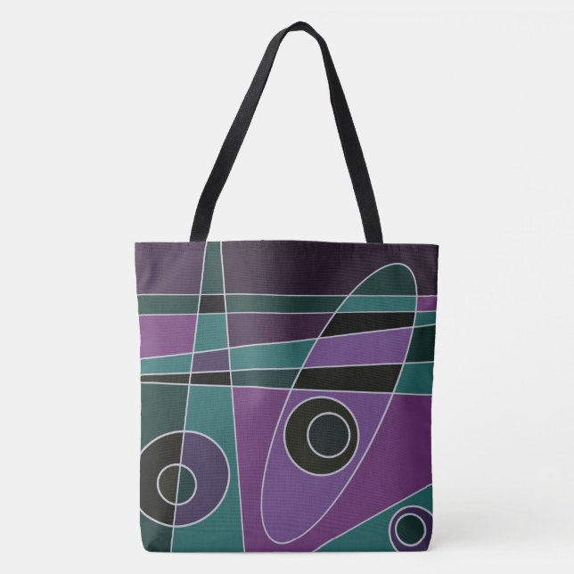 Bolso De Tela Abstract Surfing Verde azulada Purple (Anverso)