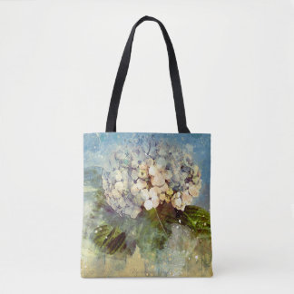 Bolso De Tela Abstracto Azul, Hidrangea Blanca Floral acuarela