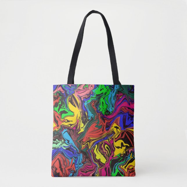 Bolso De Tela Abstracto Colorido Twirly / Paseado / (Anverso)