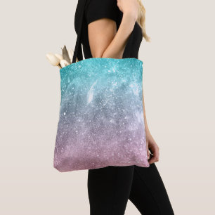 Bolso De Tela abstracto de galaxia acuática azul rosa oscura