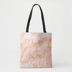 Bolso De Tela abstracto de mármol Rosa purpurina dorado