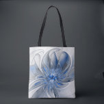 Bolso De Tela Abstracto Flor de arte fractal de color gris azul<br><div class="desc">Flor de fantasía única con tonos azules y grises,  abstractos y elegantes. Diseñar para tu hombro con tota y más.</div>