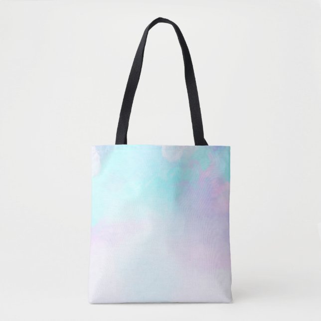Bolso De Tela Abstracto moderno Pastel azul y morado acuarela (Anverso)