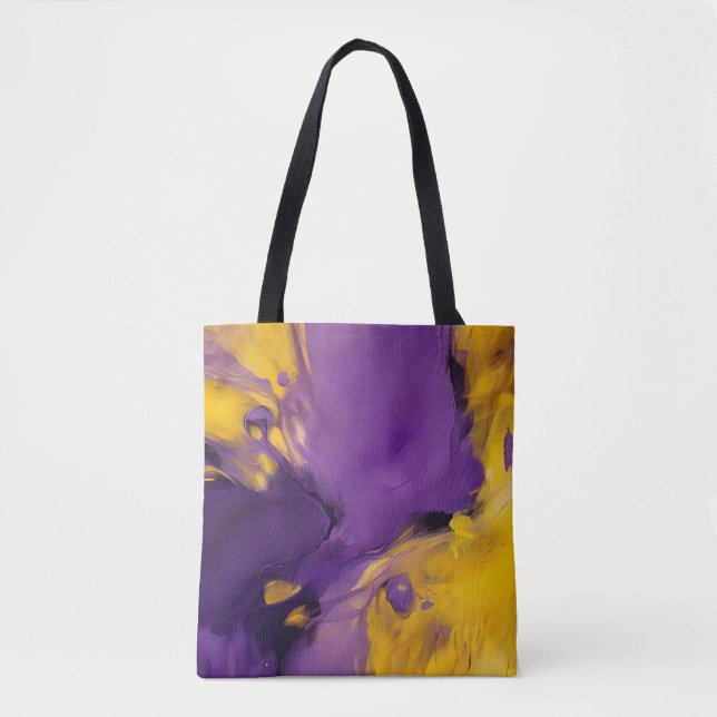 Bolso De Tela Abstracto Morado y Dorado (Anverso)