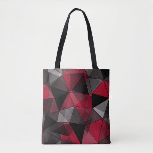 Bolso De Tela Abstracto, negro y rojo, triángulo, geométrico, bl