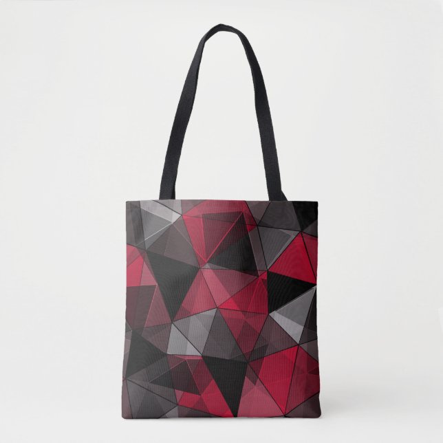 Bolso De Tela Abstracto, negro y rojo, triángulo, geométrico, bl (Anverso)