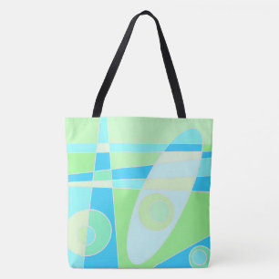 Bolso De Tela Abstracto Surfing Pastel Verde Azul