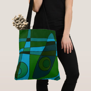 Bolso De Tela Abstracto Surfing Turquoise Green Shake