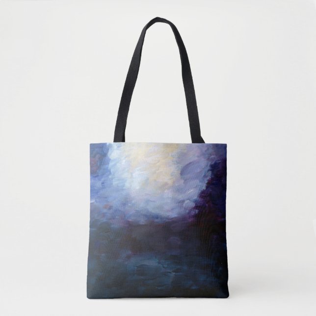 Bolso De Tela Abstrato metafísico Tote de arte azul (Anverso)