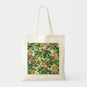 Bolso De Tela Abubilla y patrón de hojas verdes