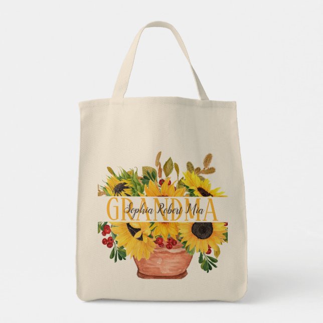 Bolso De Tela Abuela Abuela Nietos Nombres De Los Giros (Reverso)