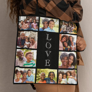 Bolso De Tela Abuela Amor 10 Collage de fotos Negro