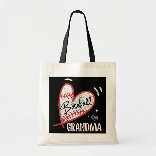 Bolso De Tela Abuela de béisbol de mujeres ama el béisbol del co (Frente)