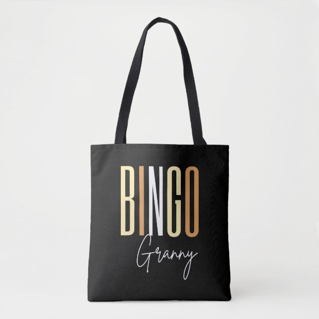 Bolso De Tela Abuela de Bingo con letras marrones (Anverso)