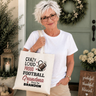 Bolso De Tela Abuela de fútbol loca orgullosa y ruidosa 