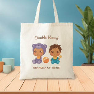 Bolso De Tela Abuela de gemelos bebé traje de oso púrpura