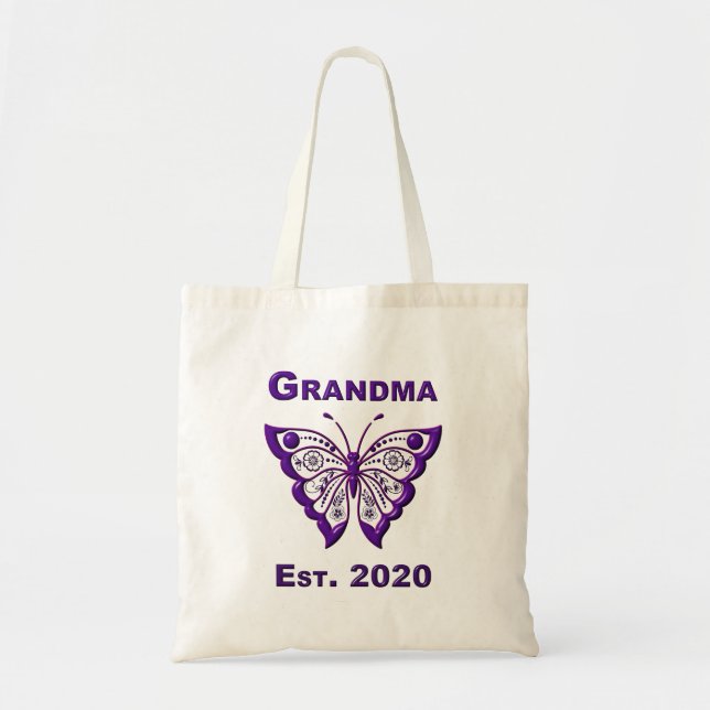Bolso De Tela Abuela de mariposa adorable "Est 2020" (Frente)